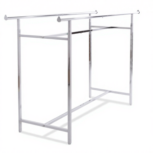 Perchero Rectangular Doble Ajustable y Resistente de Acero Cromado <span class=keywords><strong>para</strong></span> Abrigos - Product Image 1