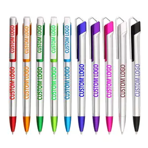 Stylo à bille à bille avec impression de logo personnalisé, fabriqué en chine, promotion, couleur argent, écran en soie, impression de logo personnalisé