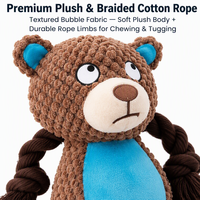Jouets pour chiens Roadreign écologiques en peluche avec couineur, en polyester et corde de coton, jouet interactif à mâcher pour chiots et petits chiens, pour le nettoyage des dents