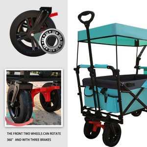 รถเข็นเด็กพับได้ทำจากสแตนเลสสตีล2025พร้อมหลังคารถเข็นชายหาดปรับแต่งได้ - Product Image 4