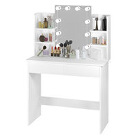 Meilleure Vente Coiffeuse Moderne et Simple de Style Royal Français Nordique avec Miroir LED, Luxe Vintage pour Chambre et Salle de Bain