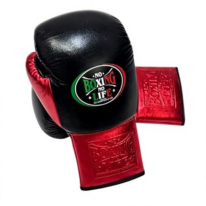 No Boxing No Life Guantes de Boxeo Personalizados Rojos y Negros para Adultos, Transpirables, Antideslizantes, con Cierre de Cordones en los Dedos, de Cuero Vacuno Genuino - Product Image 3