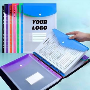 <b>A4</b> High-Capacity Loose Leaf <b>File</b> Bags with 11-Hole Binder Rings, Expandable Button and Label Pockets for School Hom Office - Product Image 1
