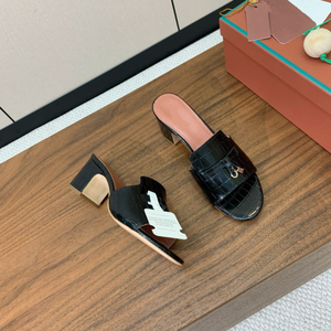 Sandalias Italianas Originales LP para Mujer, Tacón Cuadrado, Diseño de Cocodrilo, Cierre Decorativo, Punta Redonda, Zapatos Casuales - Product Image 2
