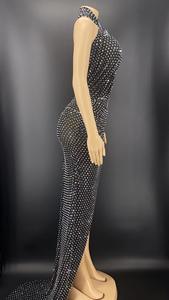 Novance Y2278-B Shinny Diamant Croix Tops Hallow Out Mini Robe Dos Nu Sexy Danse Fille Costume Femmes Robe Plus La Taille 2022 - Product Image 4