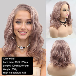 Cross-border Hot-selling Wig Headpiece Female <strong>Lacewigs</strong> Sand pink Forehead 13*4 Hand Hook Chemical Fiber Wig - Product Image 6