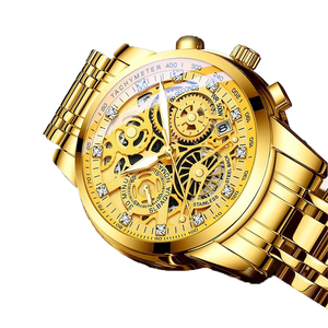 Vikari男性用クォーツ時計ホローアウトビッグダイアルファッションゴールデン腕時計防水発光時計Relogio Masculino - Product Image 1