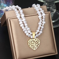 Collier et boucles d'oreilles en or brillant avec perles baroques hypoallergéniques et filigrane creux en forme de cœur, vente en gros d'usine