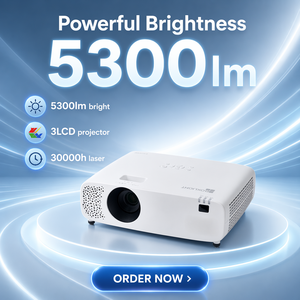 Projecteur laser 4K natif 3LCD <span class=keywords><strong>Flyin</strong></span> 5500 ANSI Lumens 3840x2160 à courte focale HDBaseT 3D Mapping Éducation HIFI STEREO Portable - Product Image 2