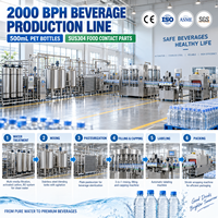 Ligne de production automatique de boissons 2000BPH avec machine de remplissage, de bouchage et d'emballage de bouteilles PET 3-en-1