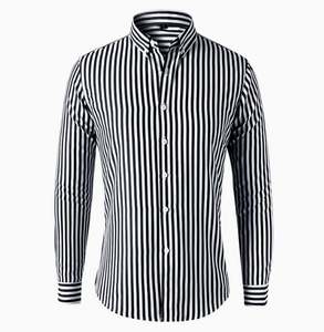Camisa de Manga Larga para Hombre I-0512, Primavera-Otoño, Moderna, Ajustada, Juvenil, Informal de Negocios, Camisas a Rayas para Hombre - Product Image 3