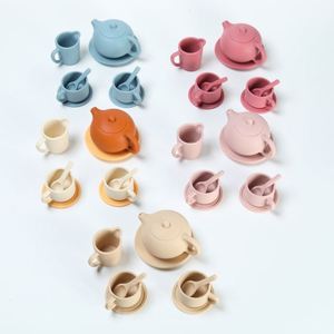 Silicone Children's Pretend Play Afternoon <b>Tea</b> Toy <b>Set</b> 17-Piece Mini Teacup Teapot Fantasy Style Can Drink Water/<b>Tea</b> for Infants - Product Image 1