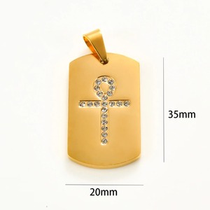 Collar con Colgante de Placa de Identificación para Perro de Acero Inoxidable con Cristal |   Patrón de Cruz Ankh Egipcia |   Cadena de Metal para Joyería, para Hombres y Mujeres - Product Image 6