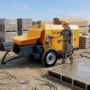 <span class=keywords><strong>Pompe</strong></span> à béton compacte JINLIN - Moteur diesel, équipement portable, accessoires de tuyau de livraison, productivité de 12 m³/h - Product Image 1
