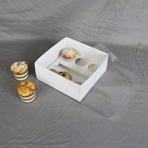 Boîtes à gâteaux de forme carrée en papier kraft blanc personnalisées pour anniversaire, <span class=keywords><strong>mariage</strong></span>, emballage de gâteaux, salade, boîte à cupcakes bento 6 pièces - Product Image 1
