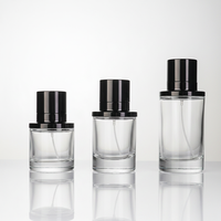 Flacon de parfum rond en verre de 50 ml et 100 ml, avec atomiseur à sertir, vente en gros d'usine, étiquette privée