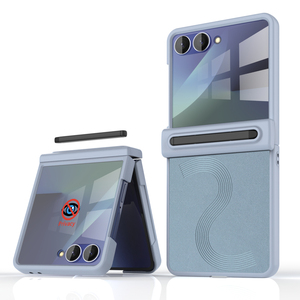 Funda para teléfono Samsung Fold, color puro, TPU y PC, con tira en relieve y soporte plegable, diseño para Galaxy Z Flip 6 7 8 - Product Image 4