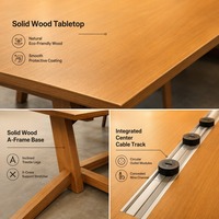 Meja Kantor Lipat Kayu Solid Modern untuk Delapan Orang, Meja Rapat Ruang Konferensi, Meja Kantor, Meja Pelatihan, Meja Konferensi