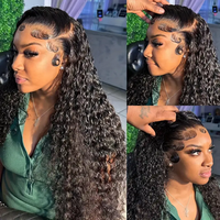 Perruques de cheveux humains indiens Remy Water Wave 13x4 13x6 complètes, perruque frontale en dentelle suisse sans colle, pré-épilée, bouclée en vrac, perruque en dentelle HD