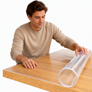 Film protecteur de table <span class=keywords><strong>Profolio</strong></span> en PVC rectangulaire transparent, biseauté, à bord en V, brillant, uni, teinté, 2 mm, 160 x 90 cm - Product Image 1