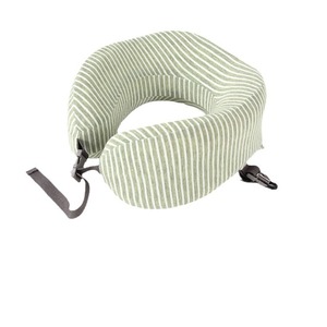 Almohada de viaje portátil con forma de U de espuma viscoelástica para adultos, 25x25x12cm, color verde guisante - Product Image 1