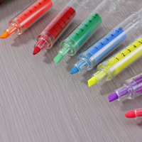 Stylo surligneur en forme de seringue en plastique multicolores personnalisé avec logo promotionnel bon marché
