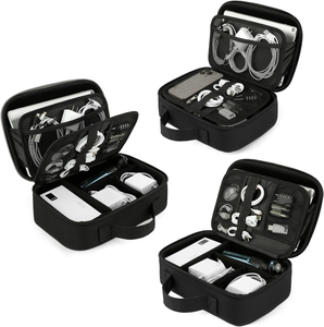 حقيبة تنظيم إلكترونيات صلبة من مادة EVA للسفر، مقاومة للصدمات والماء، بسحاب وطبقتين، منظم كابلات بسعة كبيرة - Product Image 6