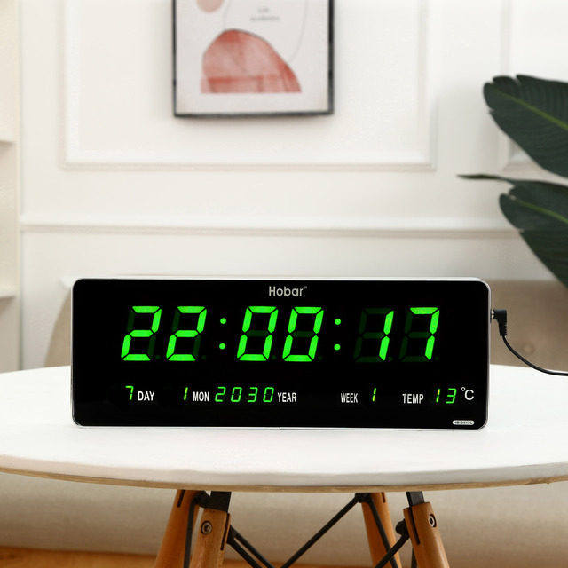 Modern Smart Digital Perpetual Calendar Wall Clock Large Screen Electronic Clock for Living Room Home Quartz Wall Mount Plastic