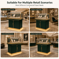 Vitrine de présentation de bijoux sur mesure avec éclairage LED, intérieur en verre trempé et velours, comptoir de luxe pour boutique