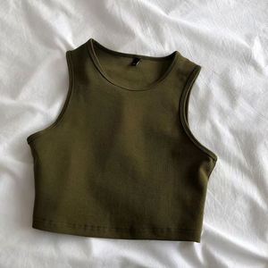 Top corto de verano para mujer, chaleco sin mangas de punto ajustado de cintura alta para mujer - Product Image 2