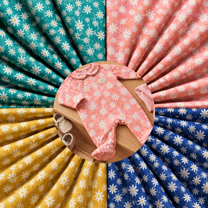<span class=keywords><strong>Tissu</strong></span> en coton seersucker froissé à motifs marguerites pour serviettes d'invités, vêtements de nuit et chemises de nuit à franges - Product Image 3