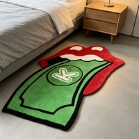 Tapis touffeté à la main Money Lips, forme personnalisée, style Rolling Stones, tapis shaggy, esthétique Pop Art