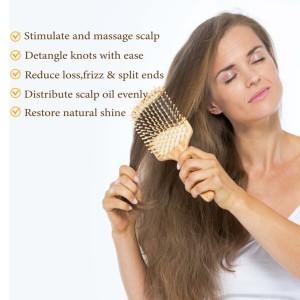 Eco Bambus Haar bürste Natur Holz Anti statische Entwirrungs bürste Haar Kopfhaut Massage Kamm Luftkissen Massage gerät Bürste - Product Image 2