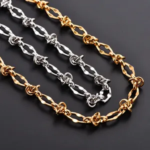 Collier ras du <span class=keywords><strong>cou</strong></span> massif en acier inoxydable 8 mm, style punk hip-hop, avec maillons et nœuds, couleur or, pour hommes et femmes, bijoux en métal lourd - Product Image 4