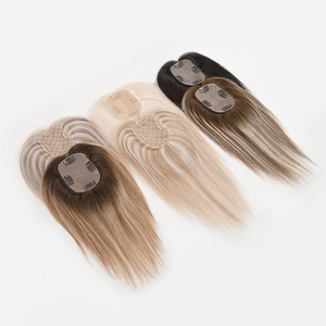 Luxury Real European Mono Base Toupee Cuticle Remy <b>Clip</b> in Top Human Hair Toppers for Women 3*5 Silk base Hair Topper - Product Image 3
