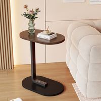 Mesa de Centro de Diseño Simple para Sala de Estar, Mesa de Centro de Madera con Estructura de Acero al Carbono