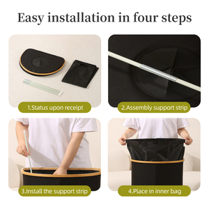Indoor Storage Basket Collecting Glass <strong>Paper</strong> Plastic Bottles Bamboo Recycle <strong>Bin</strong> - Product Image 3