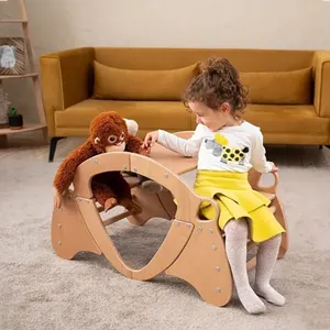 Wooden Arch Rocking Chair Montessori Toy Indoor Rocker Climbing