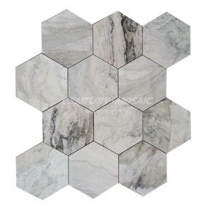 Century Mosaic Bazzila Natural <span class=keywords><strong>Stone</strong></span> lucido bianco marrone vene piastrelle Mable bagno cucina parete e pavimento - Product Image 6