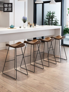 <span class=keywords><strong>Tabouret</strong></span> de bar en <span class=keywords><strong>fer</strong></span> <span class=keywords><strong>forgé</strong></span> au design minimaliste moderne pour la maison, le restaurant, le salon - Qualité commerciale, hauteur non réglable - Product Image 2