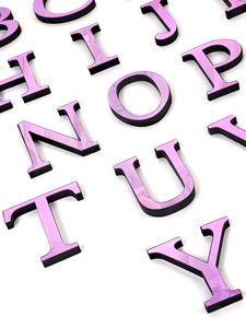 English <b>Letter</b> Acrylic Sticker Decoration <b>Wall</b> Sticker Purple Home Decoration 3D Mirror Alphabet <b>Letter</b> <b>Wall</b> Sticker - Product Image 2