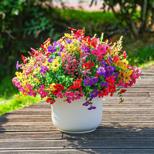 Bouquet de fleurs artificielles Jinhe en plastique et soie, résistant aux UV, pour la décoration intérieure et extérieure du printemps - Product Image 2