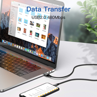 LOGO Panjang Dapat Disesuaikan Warna Merah Abu-abu USB2.0 480Mbps Transfer Data Aluminium Alloy 1M 2M 3M Kabel USB a ke USB-C untuk Android