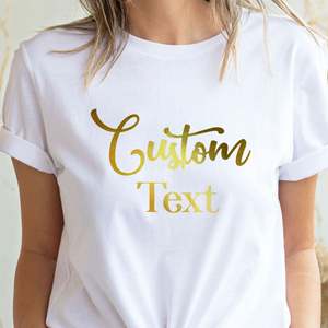 Camiseta Personalizada con Texto Dorado, Regalo para Fiestas, Cuello Redondo, Manga Corta, 100% Algodón, Lisa, para Adultos y Niños - Product Image 1