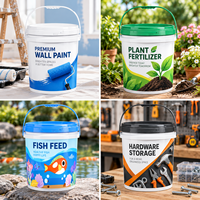 Seau en plastique de haute qualité, grande capacité, 20 litres, 5 gallons, avec bec verseur et couvercle, seau en plastique personnalisé pour lessive, peinture