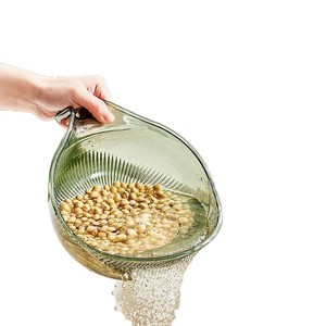 <b>Plastic</b> <b>Colander</b> Strainer 240Ml Multi Functional Kitchen Sieve For Rice Vegetable Fruit Washing Green Gray White - Product Image 2