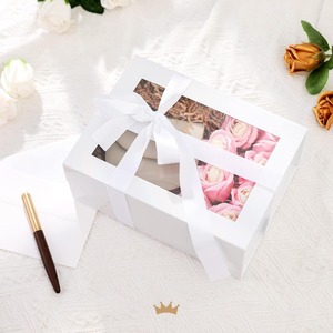 Window gift <b>box</b>, containing ribbons, cards, and a Mother's Day gift <b>box</b> with magnetic lid (bright <b>white</b>) that can be customized - Product Image 4
