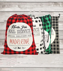 Bolsa de Regalo Navideña al por Mayor, Bolsa de Lona Grande con Diseño Navideño, Blanca, <span class=keywords><strong>Negra</strong></span> o Roja a Cuadros Negros, Elegante y Artificial - Product Image 1