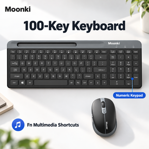 Clavier et souris sans fil, combo fin, multi-appareils, récepteur USB, clavier compact pour ordinateur de bureau, tablette, téléphone - Product Image 2