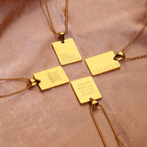 Collier personnalisé en acier inoxydable plaqué or avec pendentif rectangulaire représentant un <span class=keywords><strong>proverbe</strong></span> anglais en forme de lettre Joyas Acero Inoxidable - Product Image 6